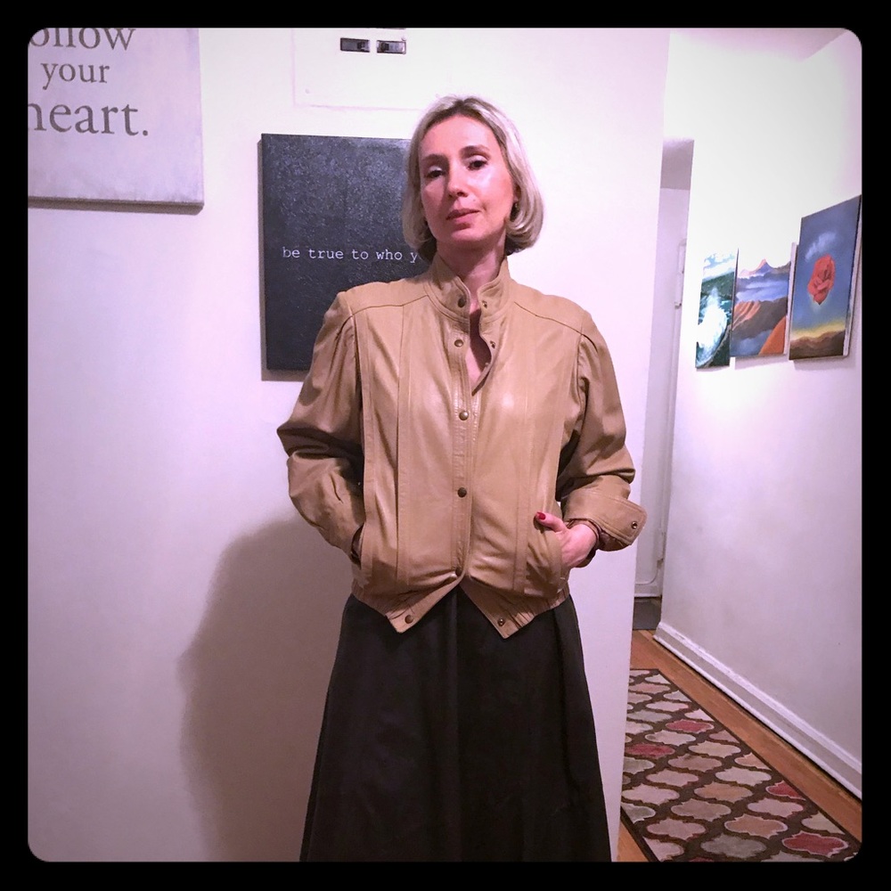 Leather bomber.